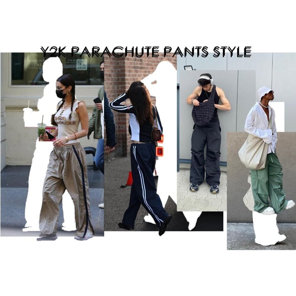 Trendy Black Y2K Baggy Pants - Unisex Elastic Waist Joggers for Casual Wear - Picture 6 of 7